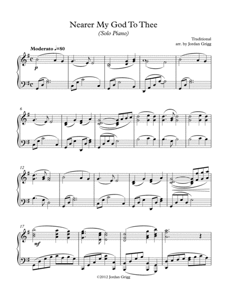 Nearer My God To Thee (solo piano) (arr. Jordan Grigg)
