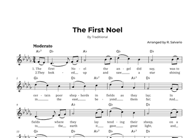 The First Noel (Key of D-Flat Major) (arr. R. Salvario)