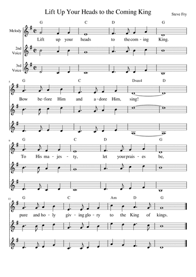 Lift Up Your Heads to the Coming King with 3 voices - Christ the King hymn (arr. Bonnie Wong)
