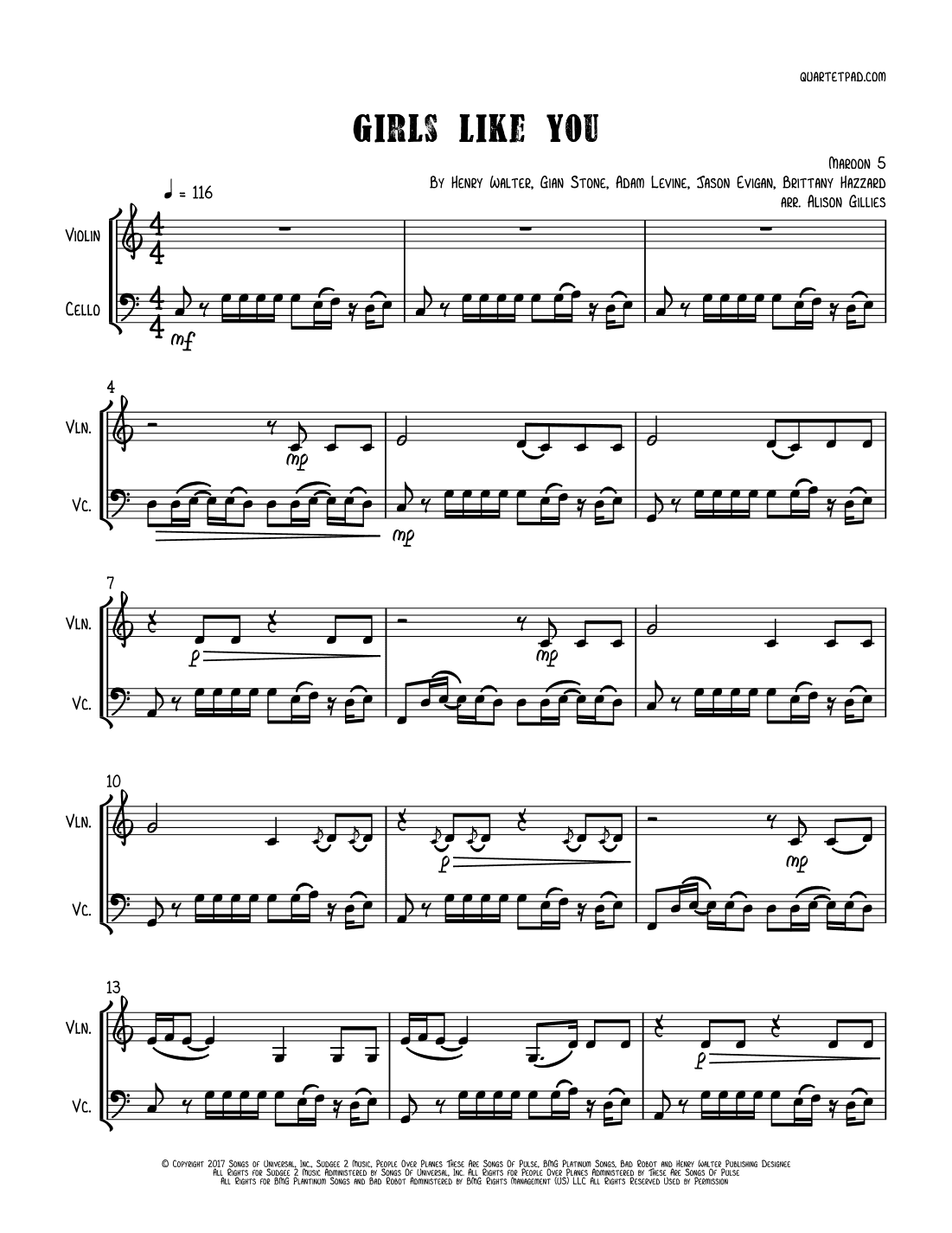 Girls Like You (arr. Alison Gillies)