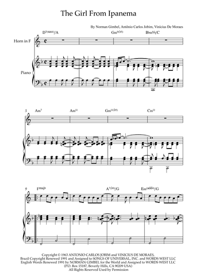 The Girl From Ipanema (garôta De Ipanema) (arr. Karen Gueiros)
