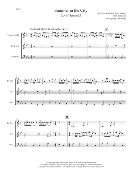 Summer In The City (arr. Jim Bicigo)