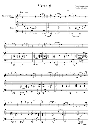 Silent night EASY (tenor sax & piano) (arr. David Kocijan)