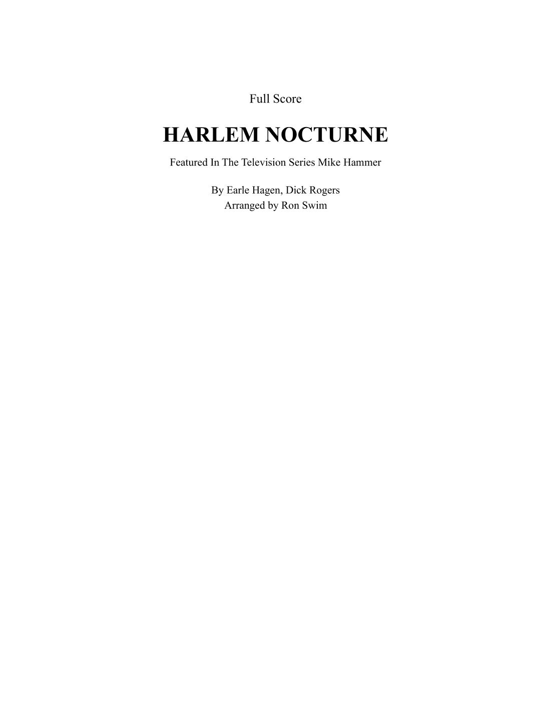 Harlem Nocturne (arr. Ron Swim)