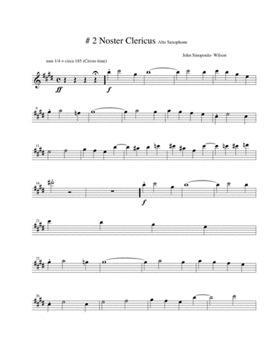Noster Clericus  "our clergyman"  alto saxophone part #2 of Choir-loft Meditations