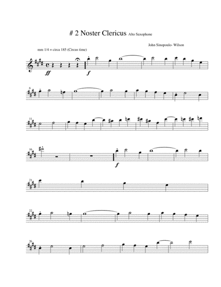 Noster Clericus  "our clergyman"  alto saxophone part #2 of Choir-loft Meditations