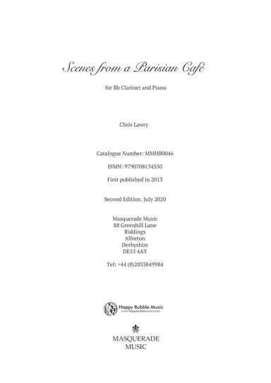Scenes from a Parisian café - Bb clarinet and piano - 14 beautiful pieces. Includes audio tracks