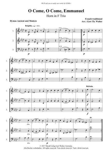 O Come, O Come, Emmanuel (arr. Gert Th. Walter)