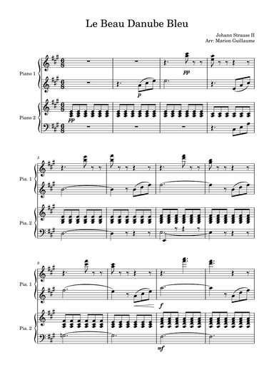 Le Beau Danube bleu / The Blue Danube / An Der schönen blauen Donau (arr. Marion Guillaume)