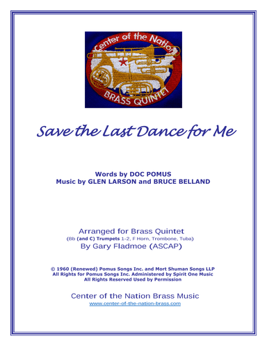 Save The Last Dance For Me (arr. Gary Fladmoe (ASCAP))