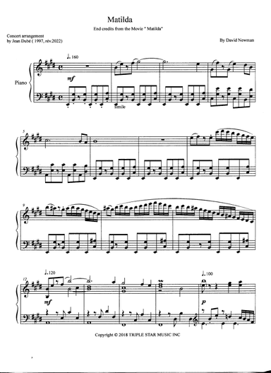 Matilda   (film - Incidental Music) (arr. Jean Dubé)