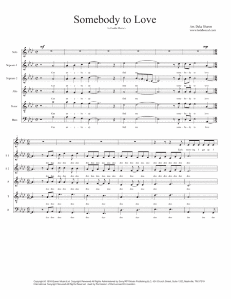 Somebody To Love (arr. Deke Sharon)