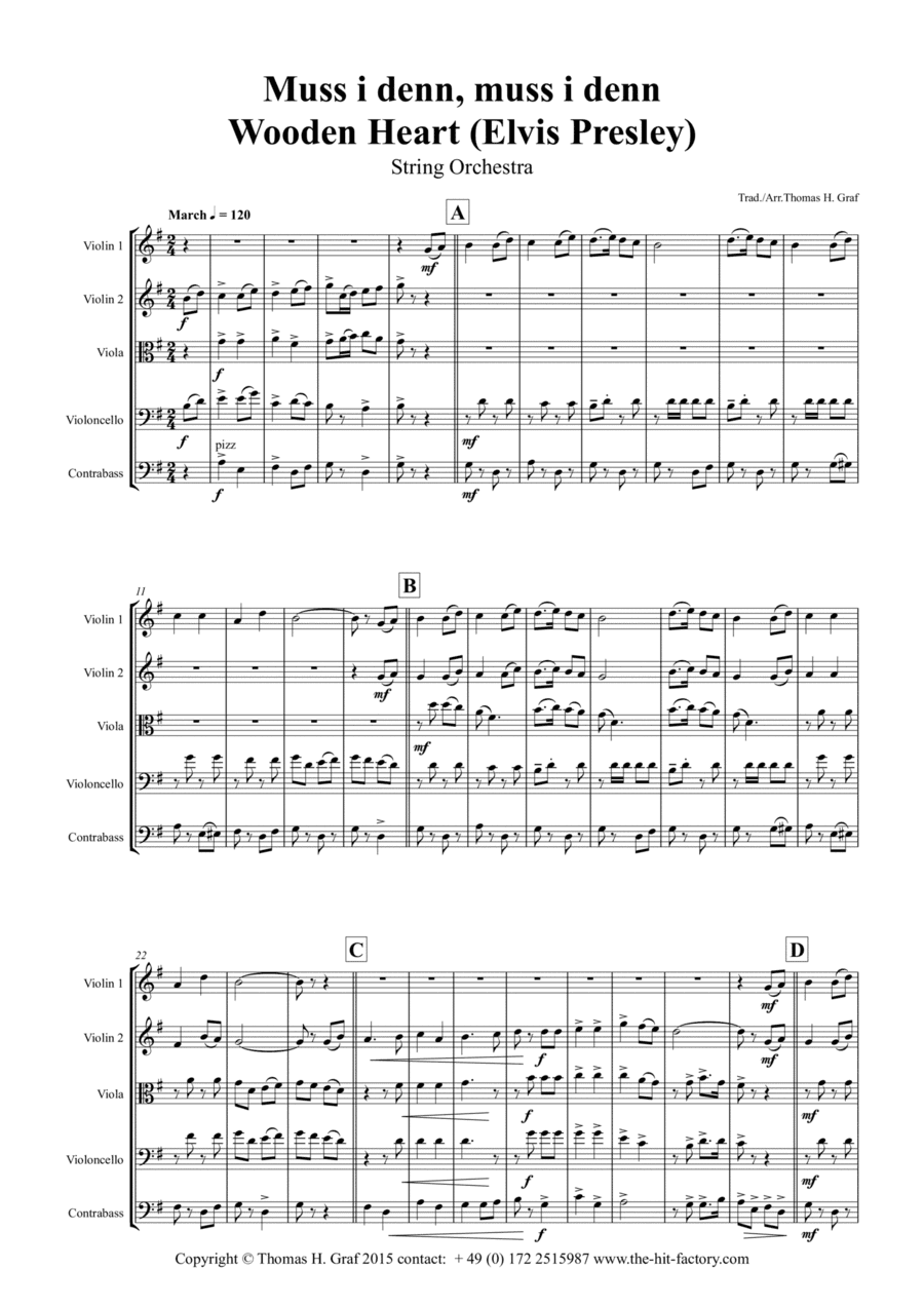 Muss i denn, muss i denn, zum Städele hinaus - Wooden Heart (Elvis Presley) - String Quintet (arr. Thomas Graf)