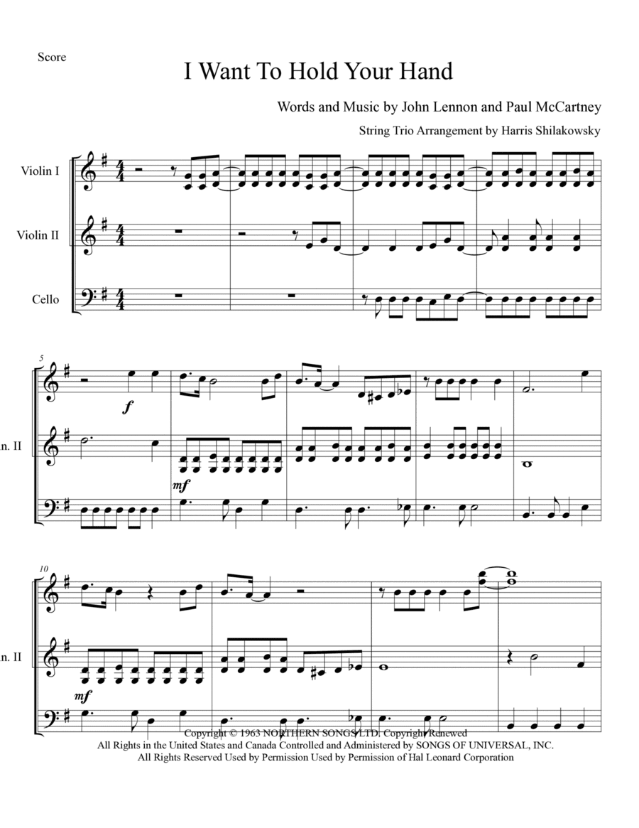 I Want To Hold Your Hand (arr. Harris Shilakowsky)