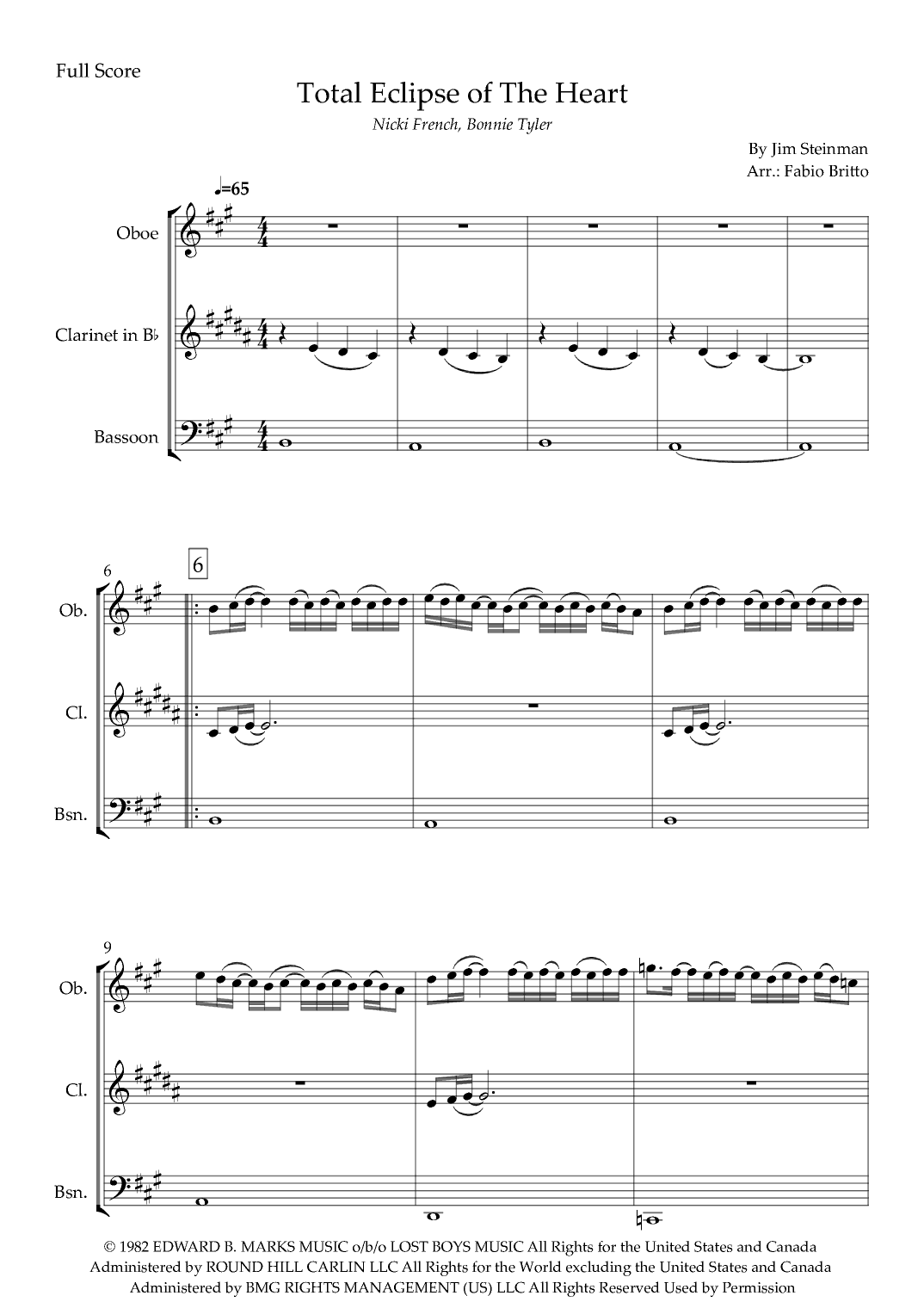 Total Eclipse Of The Heart (arr. Fabio Britto)