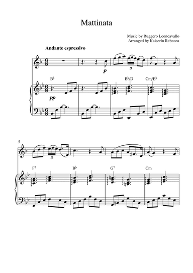 Mattinata (for English horn solo and piano accompaniment) (arr. Kaiserin Rebecca)