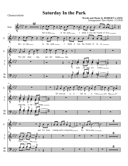 Saturday In The Park (arr. Dave Rubin)