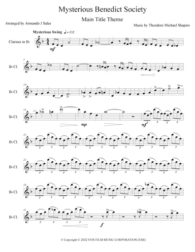 The Mysterious Benedict Society Main Title Theme (arr. Armando J Salas)