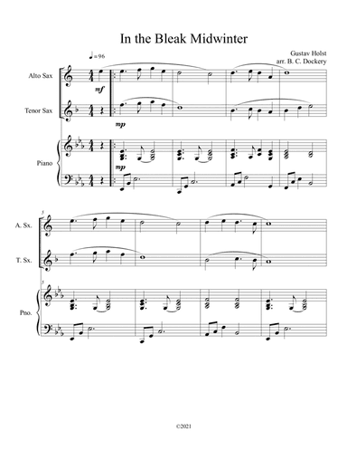 In the Bleak Midwinter (Alto and Tenor Sax Duet with Piano Accompaniment) (arr. B. C. Dockery)