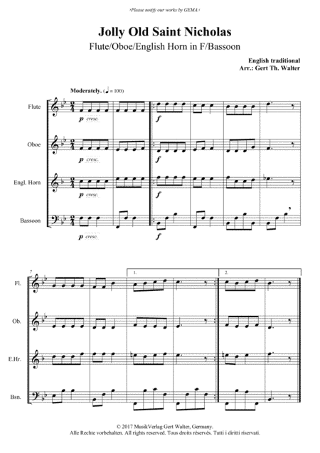 Jolly Old Saint Nicholas (arr. Gert Th. Walter)