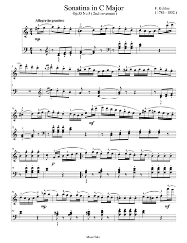 Kuhlau Sonatina in C Major Op.55 No.3 (2nd movement) (arr. Ben Choupak)