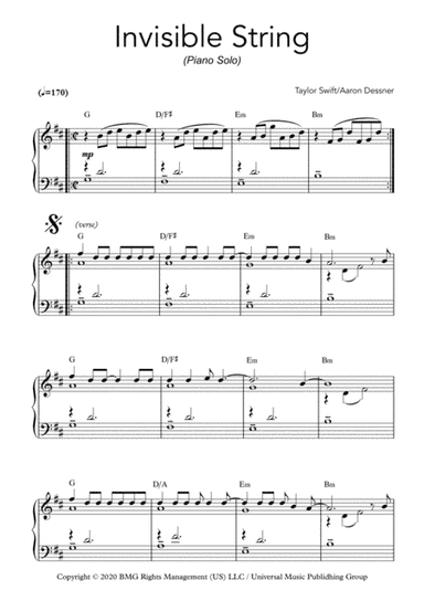 Invisible String (arr. Phil Steel)