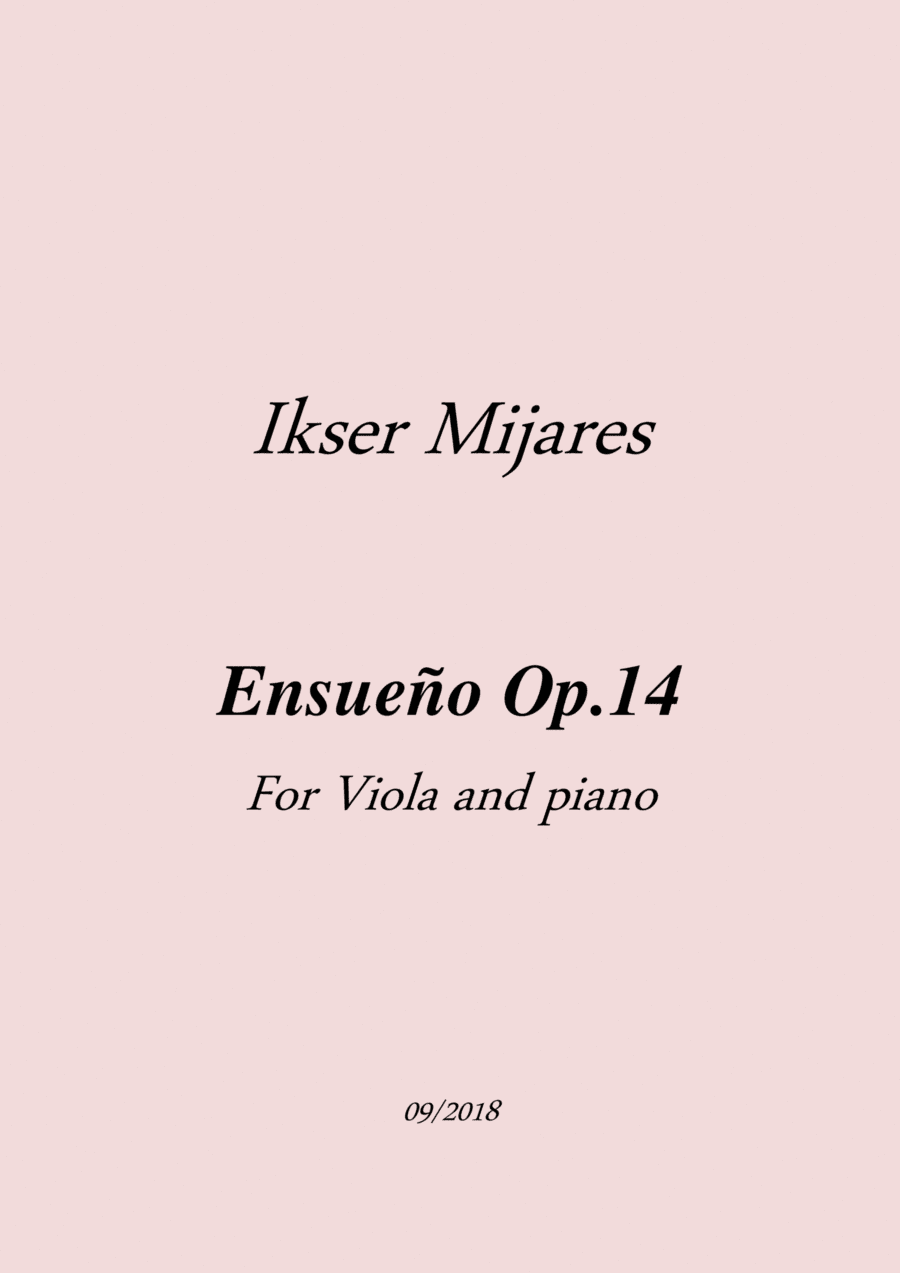 Ensueño Op.14  For Viola and Piano
