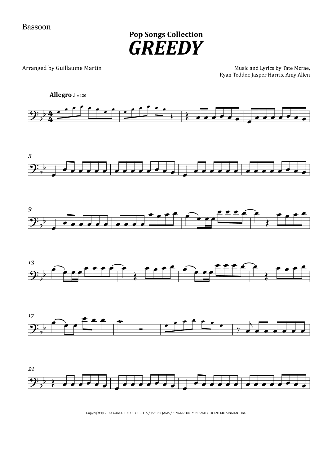 Greedy (arr. Guillaume Martin)