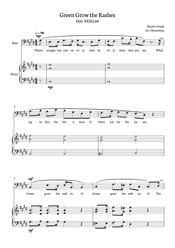 Joseph Haydn - Green Grow The Rashes for Bass with Piano in C# minor. (arr. Heisenberg)