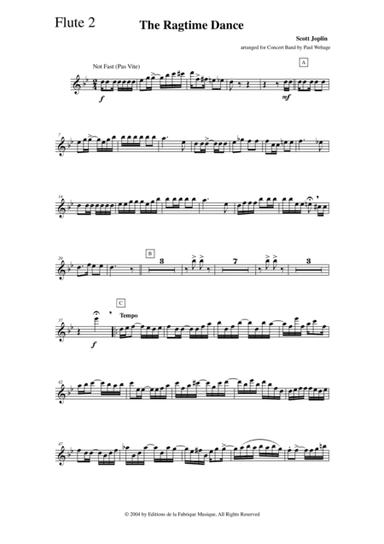 Scott Joplin:  The Ragtime Dance, arranged for concert band by Paul Wehage: flute 2 part (arr. Paul Wehage)