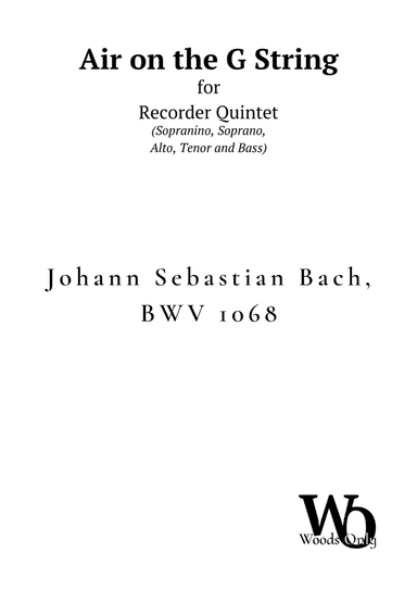 Air on the G String by Bach for Recorder Choir Quintet (arr. Ander)