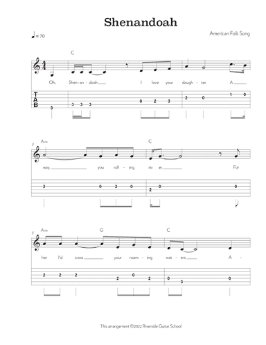 Shenandoah (arr. Riverside Guitar School)