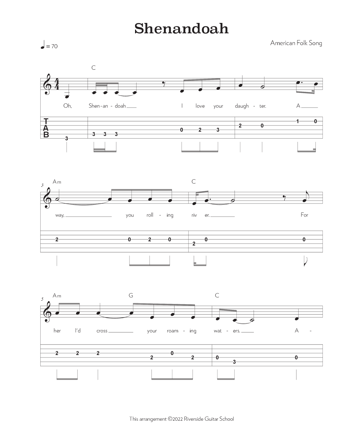Shenandoah (arr. Riverside Guitar School)