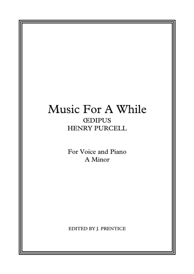 Music for a While (A Minor) (arr. Jonathan Prentice)
