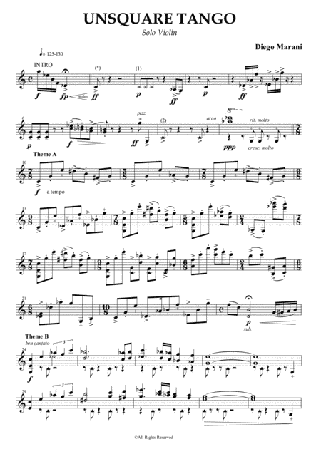 Unsquare Tango for Solo Violin