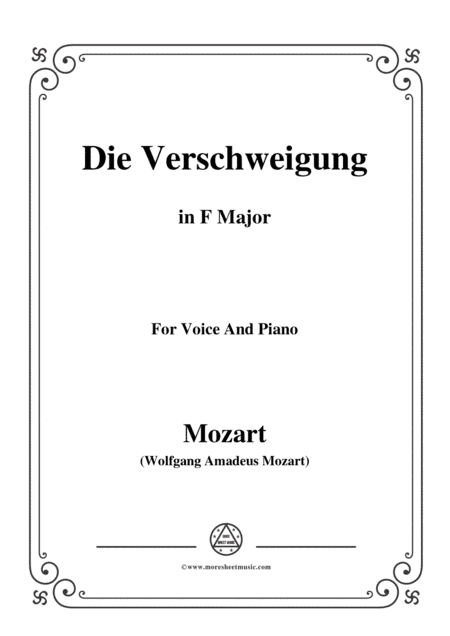 Mozart-Die verschweigung,in F Major,for Voice and Piano (arr. MSM)