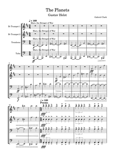 The Planets Suite for Brass Quartet (2 trumpet version) (arr. Gabriel Clark)