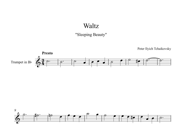 Waltz (Sleeping Beauty) - Peter Ilyich Tchaikovsky (Trumpet) (arr. Digital Book Music)
