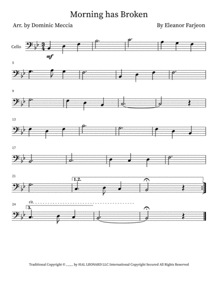 Morning Has Broken (arr. Dominic Meccia)