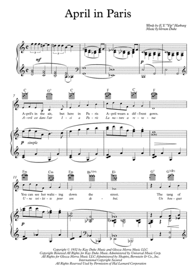 April In Paris (arr. PianoSheetNow)