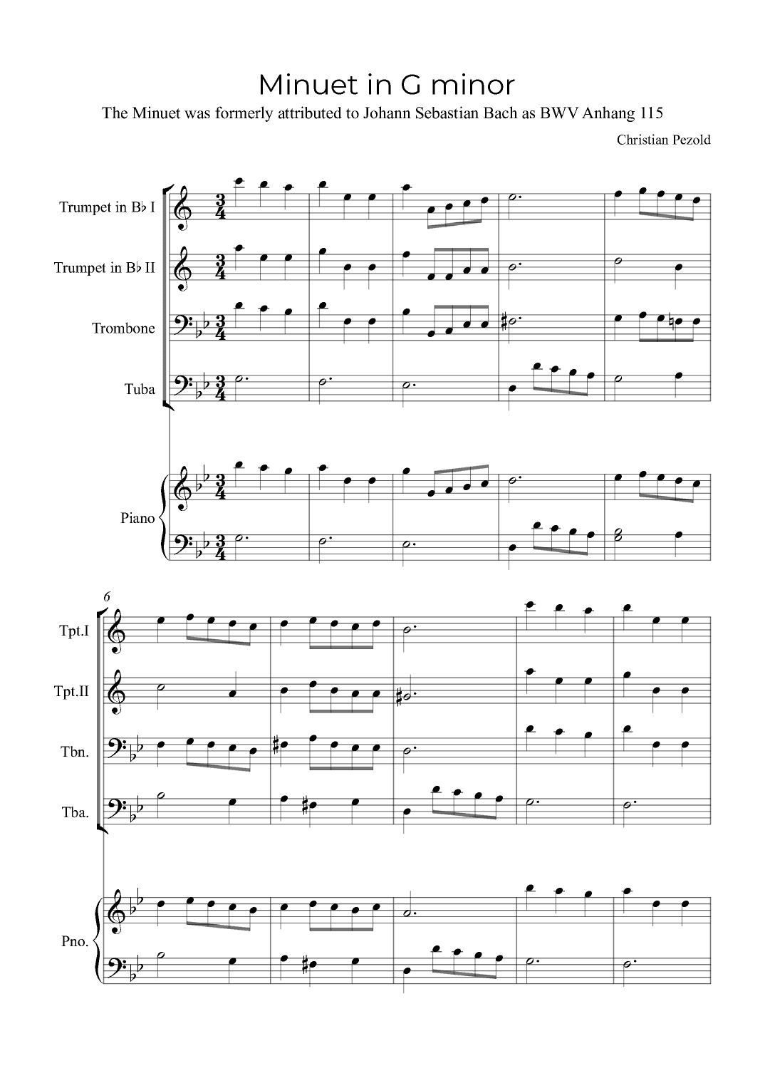 Minuet In G minor (with piano) (arr. Alex Nunes Rodrigues)