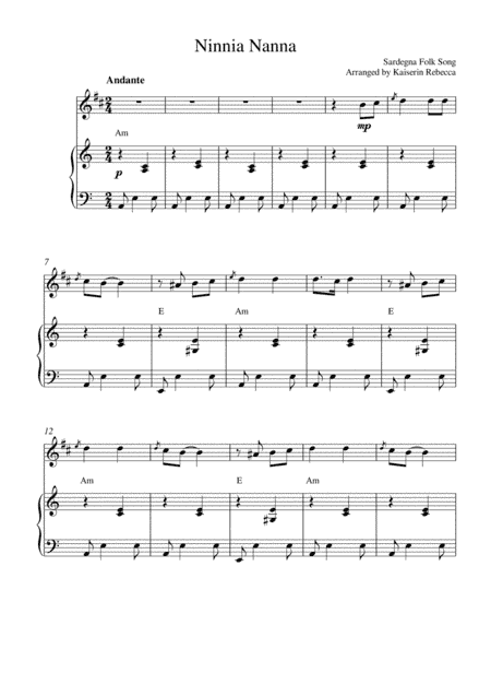 Ninnia Nanna (arr. Kaiserin Rebecca)