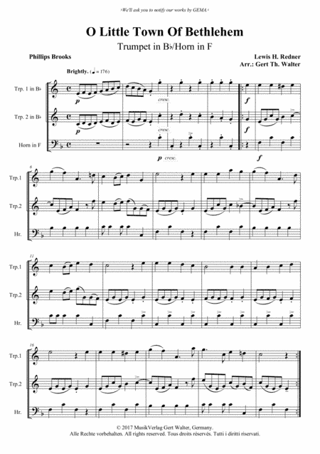 O Little Town Of Bethlehem (arr. Gert Th. Walter)