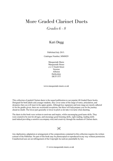 More Graded Clarinet Duets (intermediate to advanced) 24 duets in varying styles (swing, ragtime, co