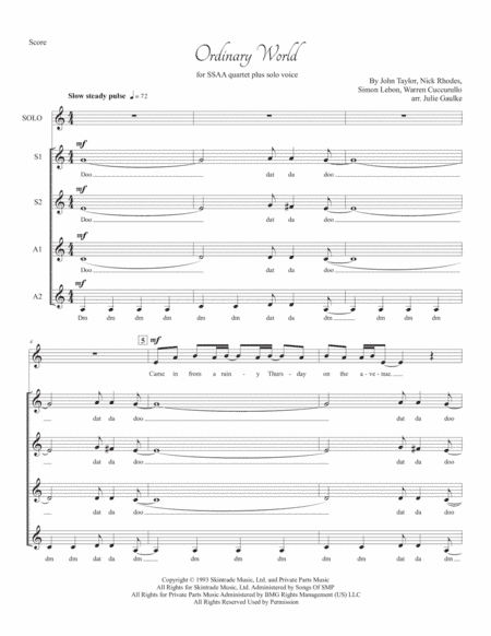 Ordinary World (arr. Julie Gaulke)