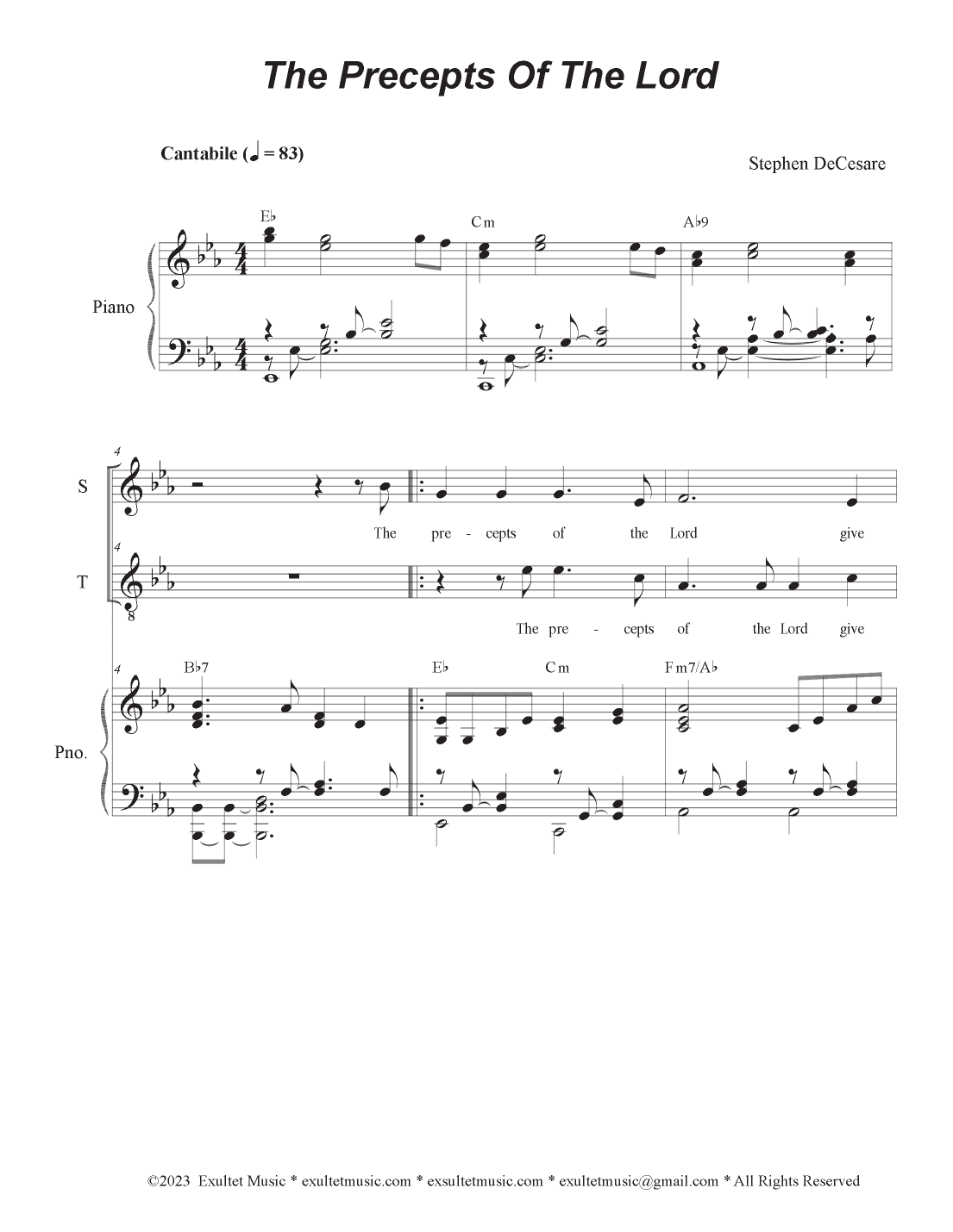 The Precepts Of The Lord (2-part choir - (Soprano and Tenor)