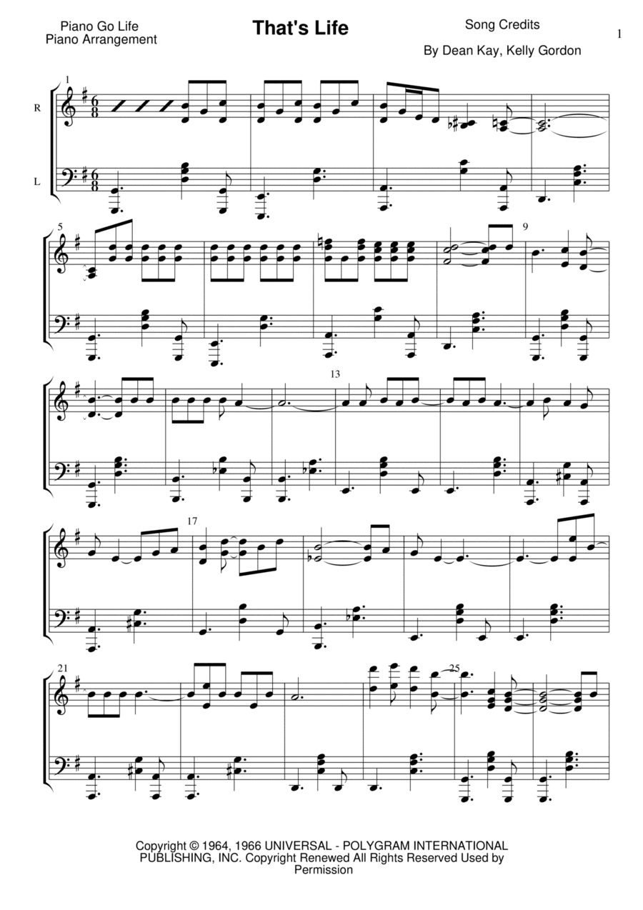 That's Life (arr. Piano Go Life)