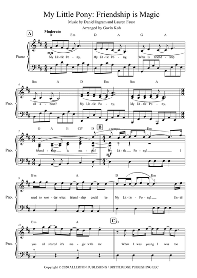 My Little Pony (friendship Is Magic) (arr. Gavin Koh)