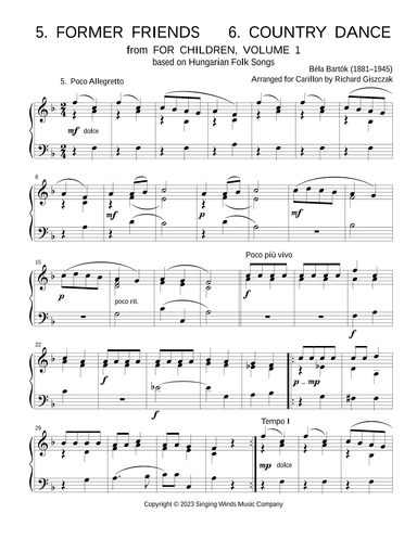For Children, Volume 1: 5. Former Friends, 6. Country Dance (arr. Richard Giszczak)