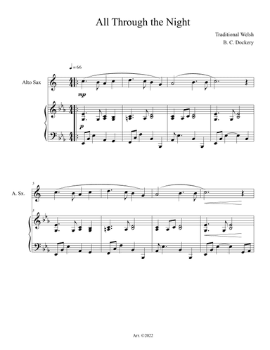 All Through the Night (Alto Sax Solo with Piano Accompaniment) (arr. B. C. Dockery)